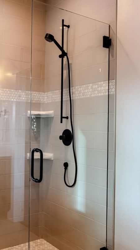 Glass Shower with Black Metal Frame